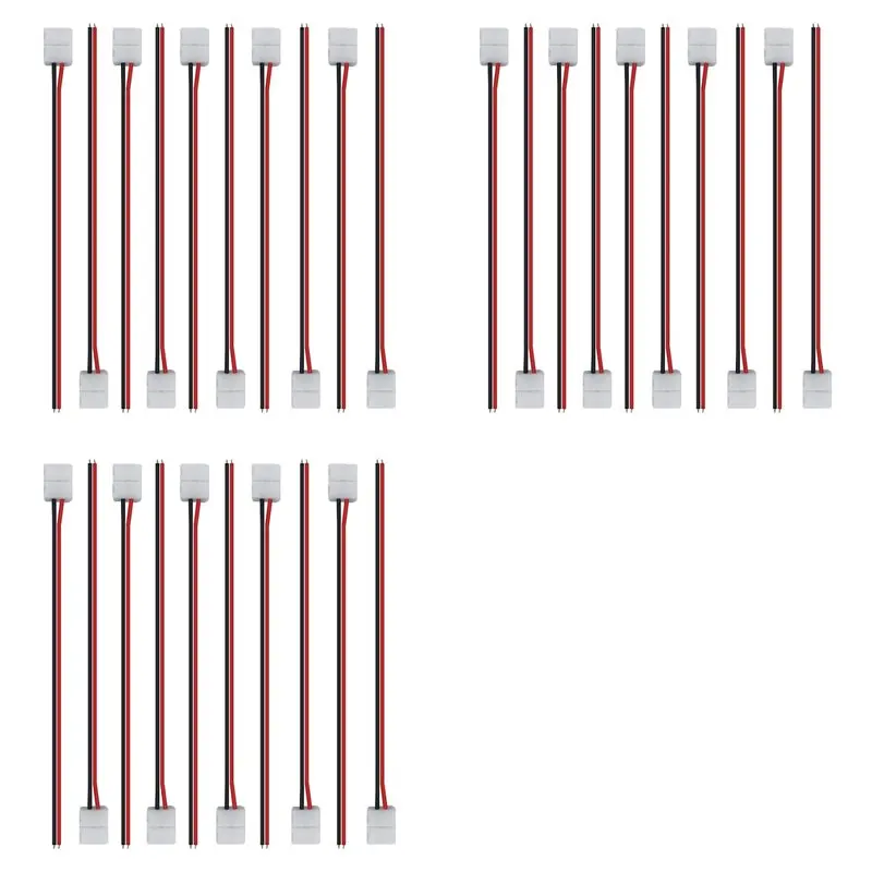 Conector de fita LED de 2 pinos, 150 peças, entrega em 24 horas, acessórios para fita LED de 10mm para fita LED SMD 2835 3528 50