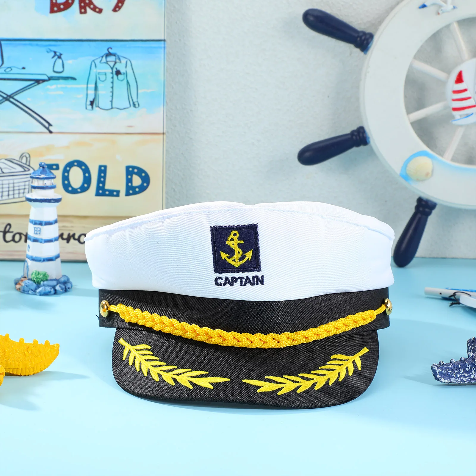 Adult Yacht Boat Ship Hat BESTOYARD Sailor Captain Costume Navy Party Rainbow Accessory Men Marine Admiral Bucket Cap