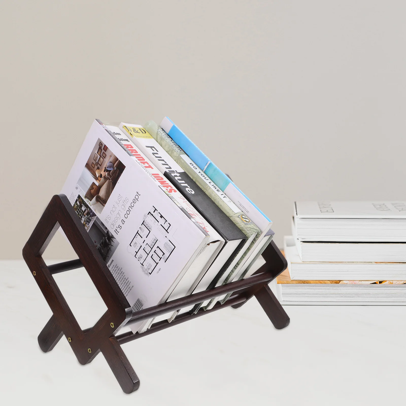

Bamboo Book Holder Magazine Rack Bookstand Shelf Convenient for Reading Small Bookshelf