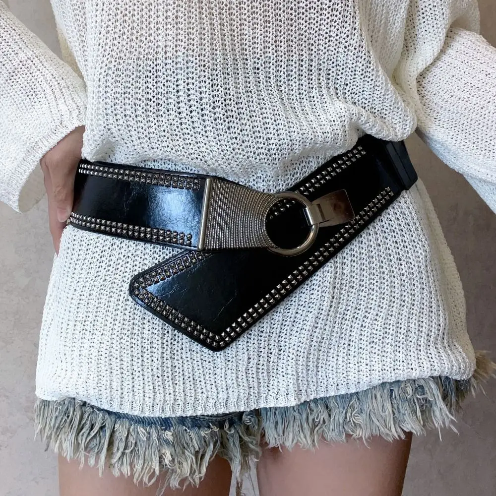 Elegant Leather Elastic Cummerbunds Solid Color Elastic Corset Belt Slimming Tie Rope Wide Waist Corset Dress