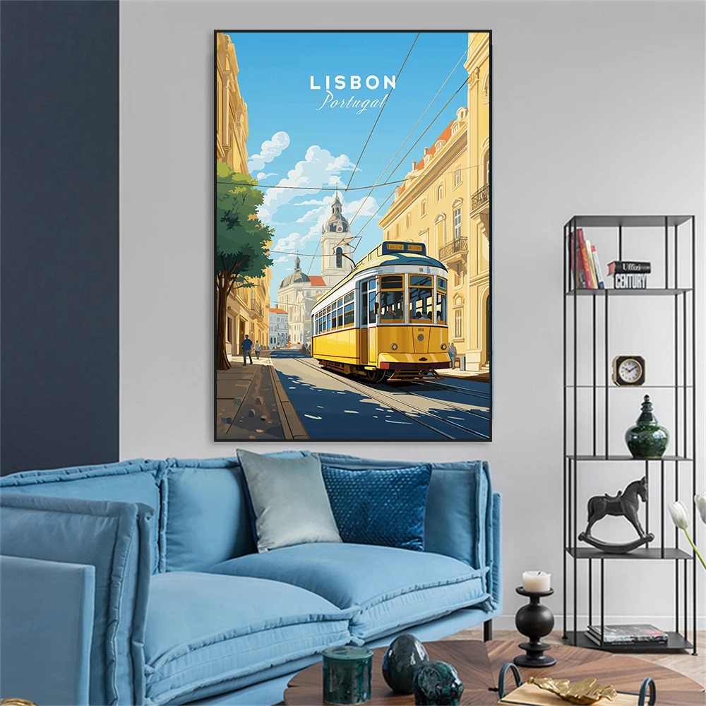Lofoten Travel Poster Modern Norway Landscape Print Lisbon Art Portugal Canvas Painting Wall Art Office Home Reading Room Decor
