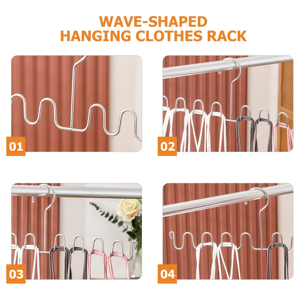

2Pcs Bra Organizer Wave Hangers Space Saving Closet Storage for Underwear Tank Tops Scarves Neckties Bra Hangers for Wardrobe