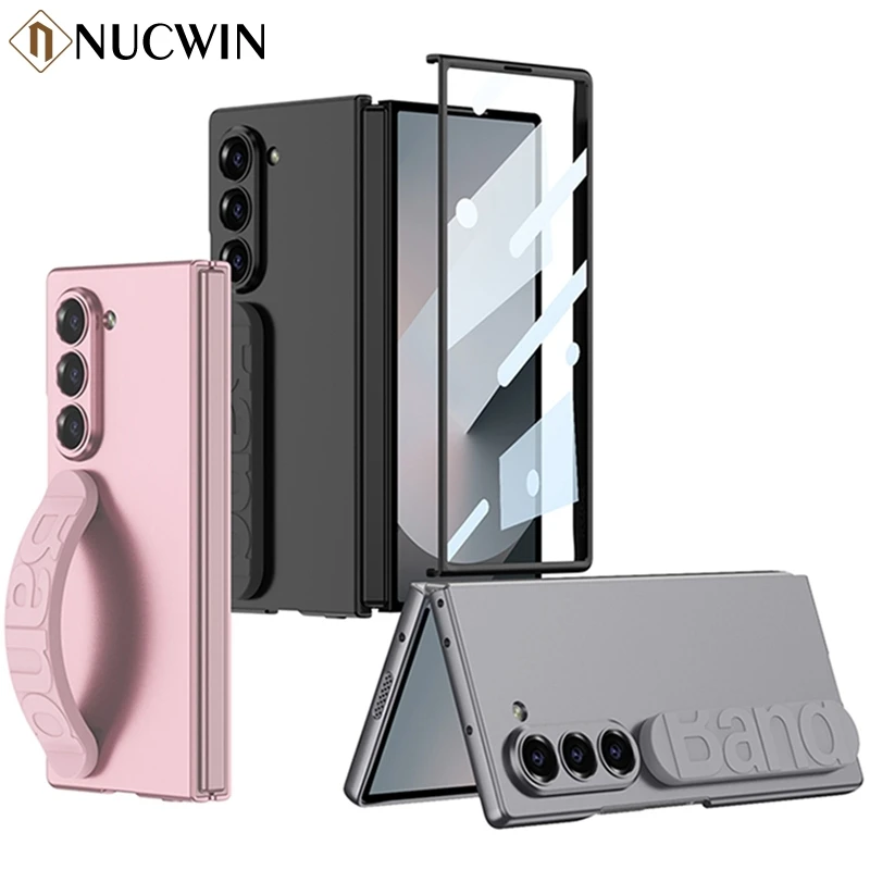 

For Samsung Galaxy Z Fold 6 5 4 3 Case Silicone Standing Wrist Strap Cases For Galaxy Z Fold6 Fold5 Fold Screen Protection Cover