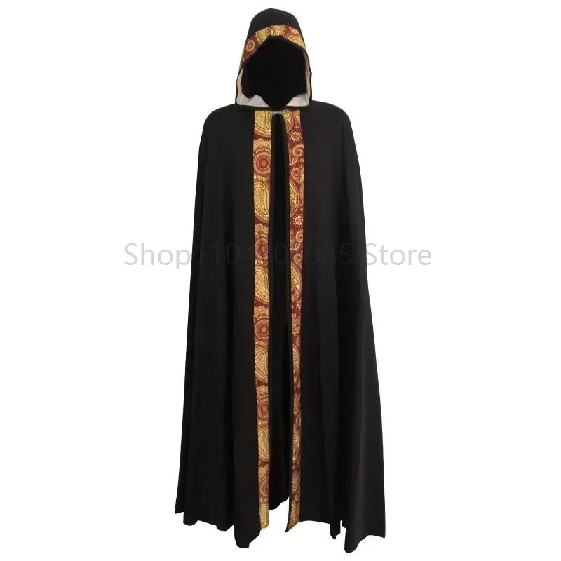 

Medieval 5 Colors Long Cape Halloween Party Adult Cosplay Men Mage Witchcraft Robe Gown Hooded Cloak Costume