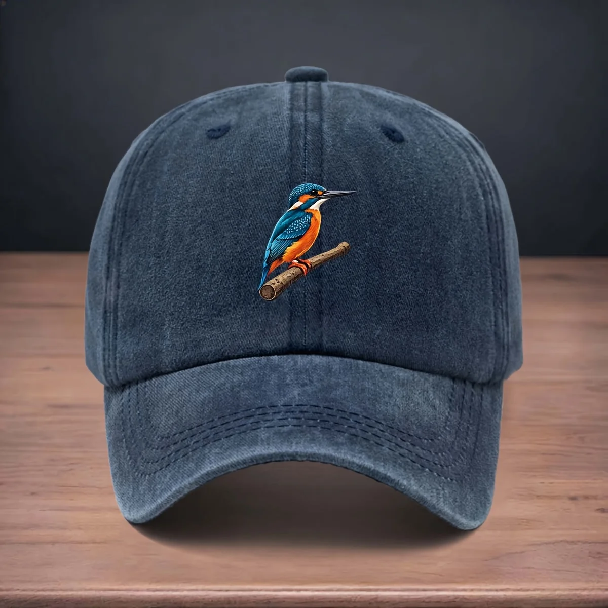 Men'S Trendy Printed Bird on Branch Pattern Baseball Cap Outdoor Commute All-Season Soft Top Adjustable Size Curved Brim Cap Cas