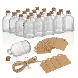 12Set Mini Glass Bottles with Cork, Twine Card, Wish Bottle Tiny Glass Bottle Jars Hanging Decoration Wedding Decor