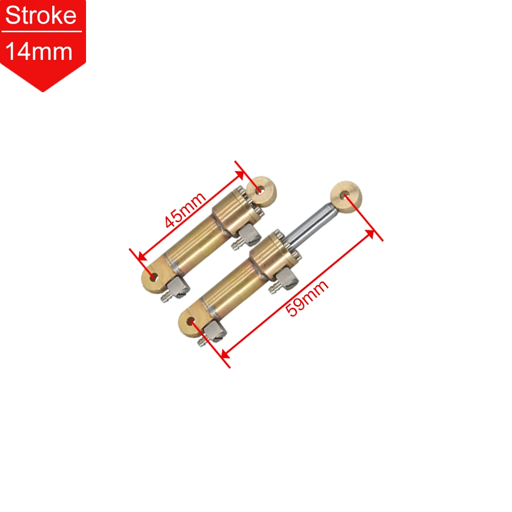 1PC OD 10mm Mini Hydraulische Olie Cilinder 14/20/30/45/60/80/100MM Slag Voor RC Mini Hydraulische Graafmachine Bulldozer Model Onderdelen