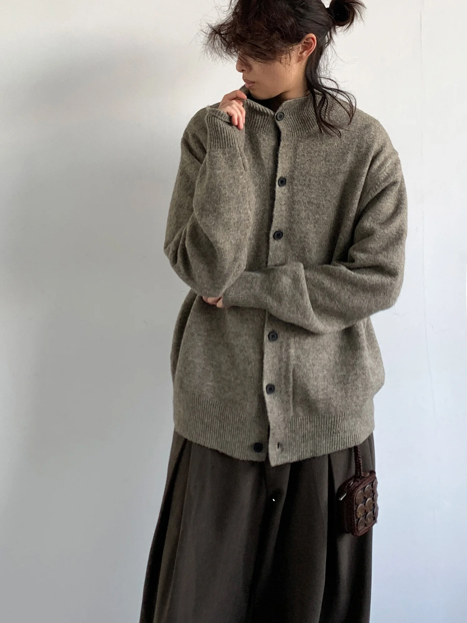 

Свободный повседневный вязаный свитер-кардиган в стиле ретро для колледжа, осенне-зимний, модный, художественный, в стиле лэйзи, уличный стиль, для прогулок