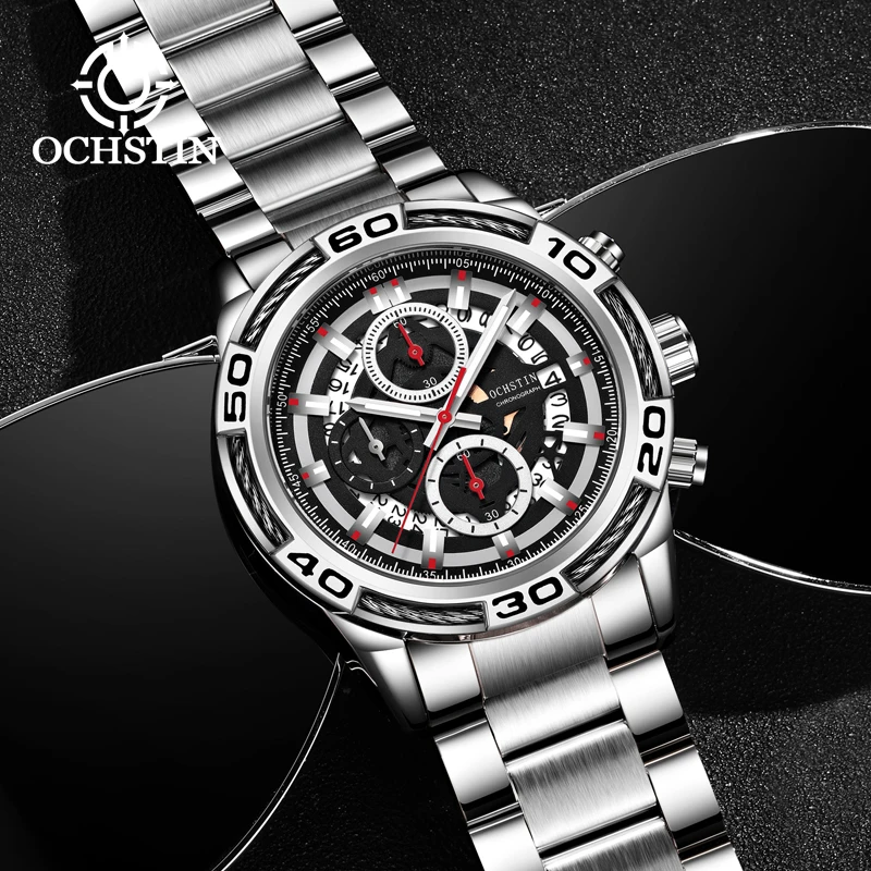 

OCHSTIN New Watch For Men Luxury Brand Stainless Steel Quartz Wristwatch Fashion Automatic Date Speed Chronograph Man Clock