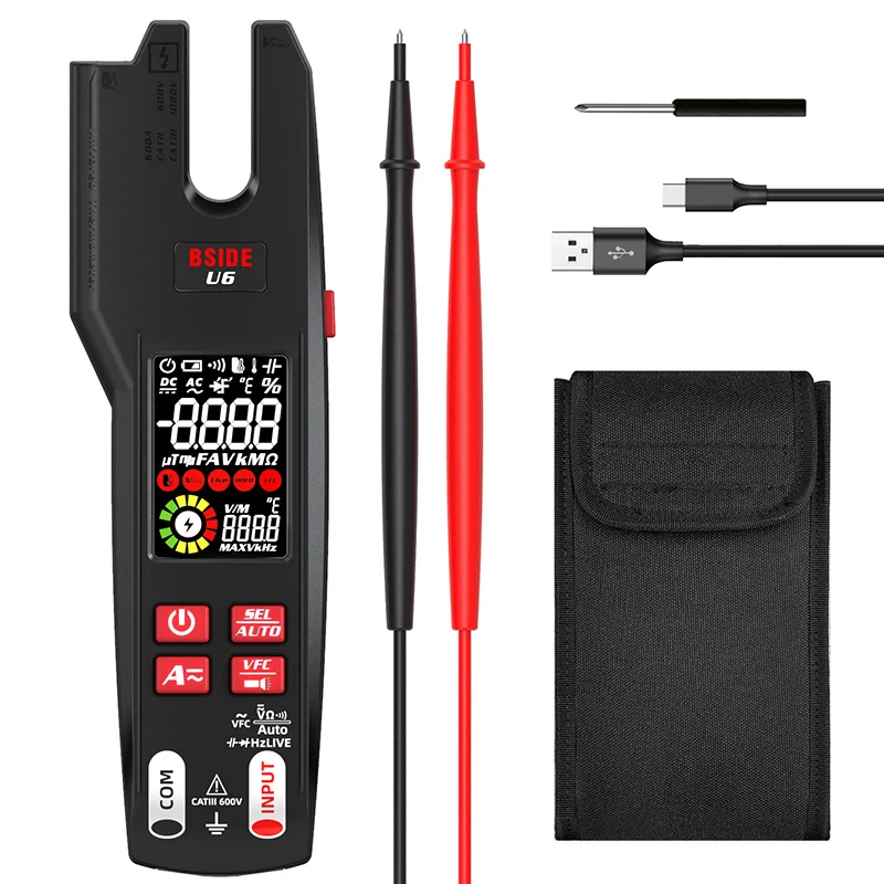 Professional Digital Clamp Multimeter U6 600A AC/DC Voltage Resistance Capacitance Diode Test Electronics Multimeter