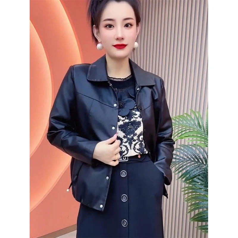 Manteau court en cuir PU pour femme, de haute qualité, nouvelle veste en cuir pour femme, vêtements d'extérieur coréens, pardessus occidental décontracté, printemps automne 2025