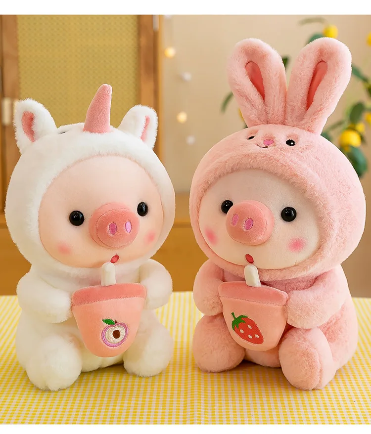 Creative transformation milk tea pig pig doll for girls children birthday gift milk tea plush toys image 5