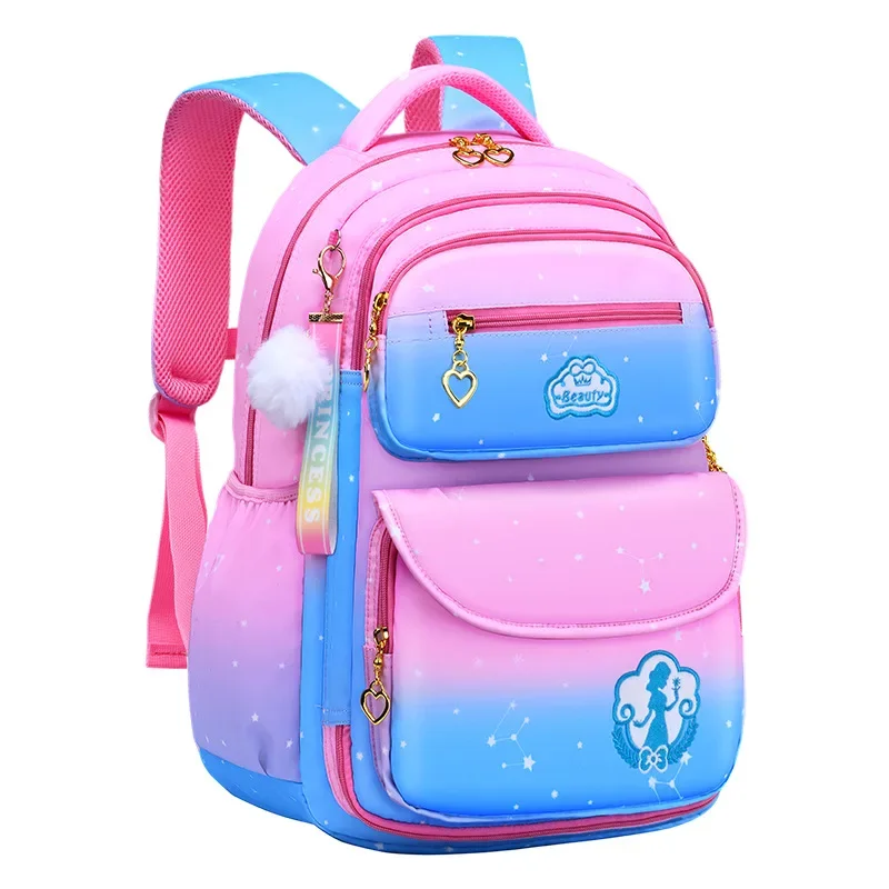 Grundschule Schult asche Farbverlauf Regenbogen Farbe Kinder rucksack leichter wasserdichter Rucksack für Mädchen 6-12 Jahre alt