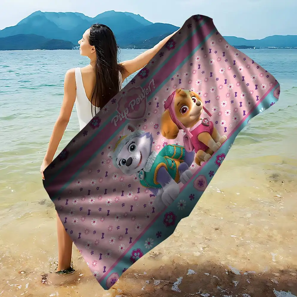 Anime P-Paws-P-PatrolS-Cute Microfiber Printed Beach Towel Mountain Climbing Yoga Beach Swimming Running Absorbent Soft Towel