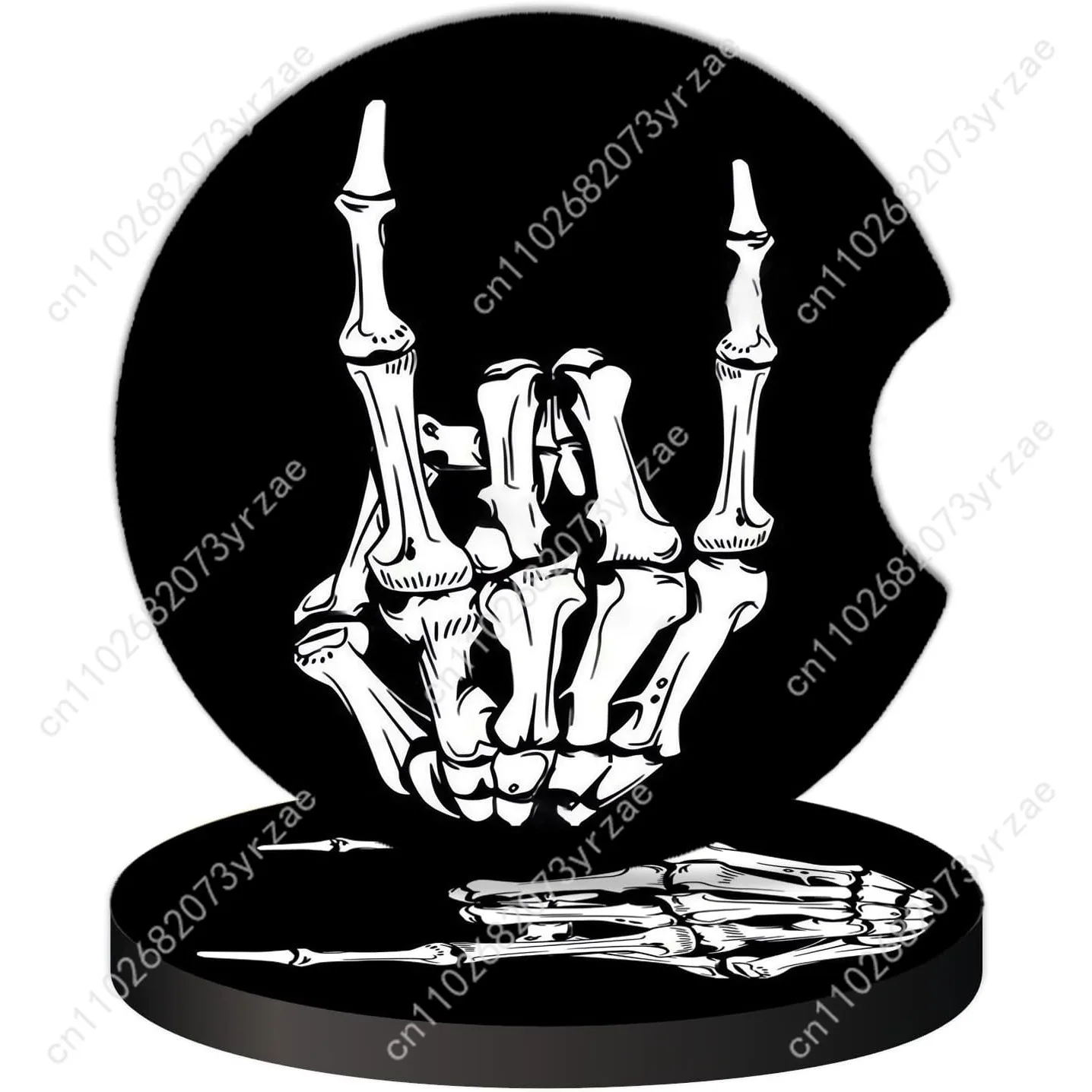 

Funny Rock Skull Car Coasters 2pcs Absorbent Anti Slip Car Coasters Scalding Waterproof Easy Clean Car Interior Accessories