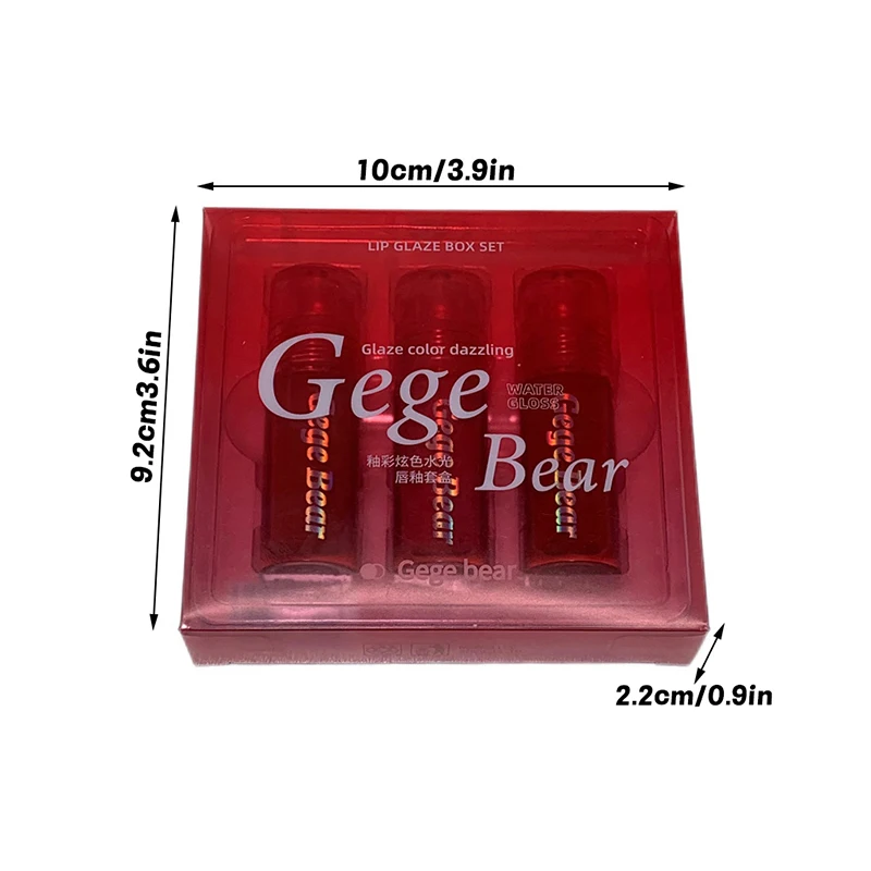 3Pcs Mirror Water Glass Lip Gloss Waterproof Long-Lasting Moisturizing Easy Blending Transparent Color Cosmetics