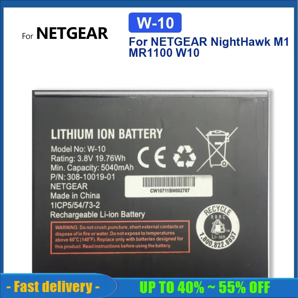 

W-10 5040mAh For NETGEAR NightHawk M1 MR1100 W10 Smartphon Batteries High Quality Replacement Spare Mobile Phone Battery