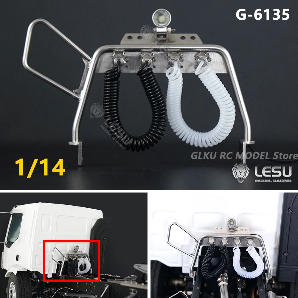 

LESU Metal Simulation Air Pipe Wire Rack with Spotlight G-6135 for Tamiya 1/14 RC Traction Truck Model Toy Upgrade DIY Parts