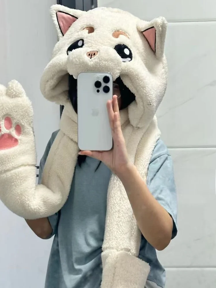 faionable-trendy-autumn-winter-new-sle-silver-soul-sadaharu-fluffy-plu-scarf-hat-gloves-set-cute-ne-warmer-tee-piec