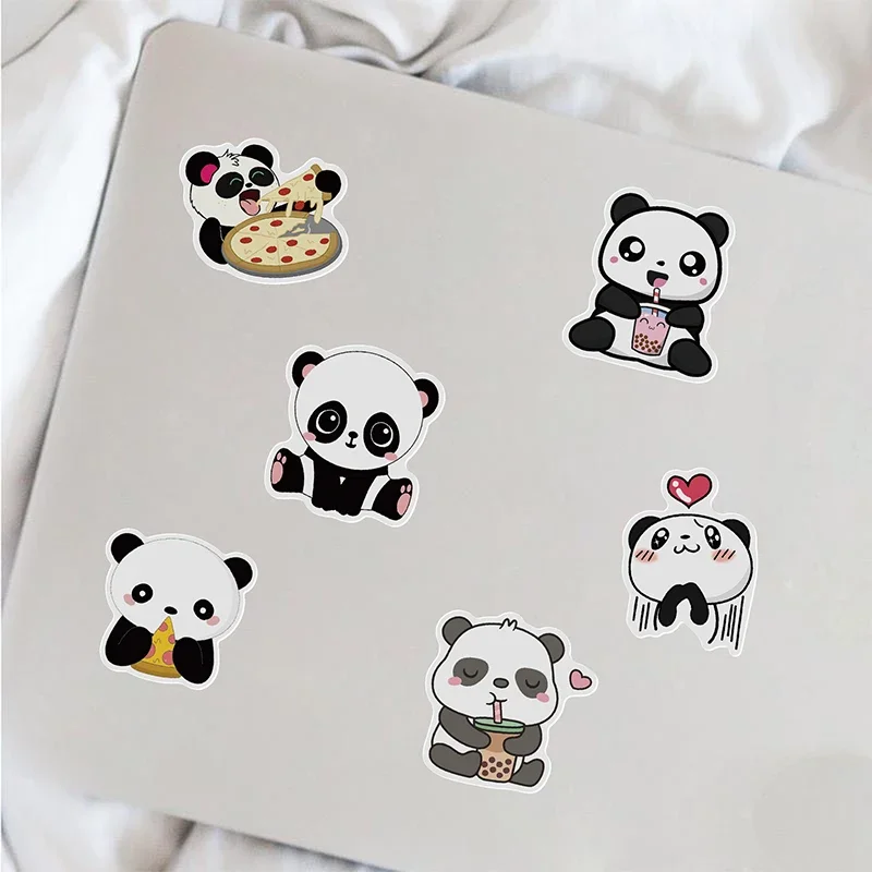 Pegatina de Panda de 10/30/50 piezas, papelería de PVC para niños, cuaderno de bocetos, portátil, decoración de diario, suministros de álbum de