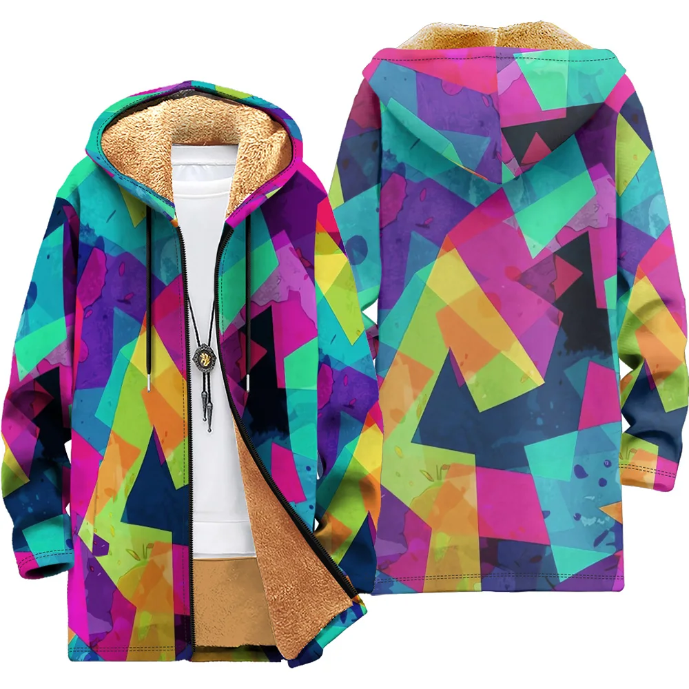 Chaqueta acolchada de algodón con estampado de plumas para hombre, abrigos de plumón, empalme de bloque de Color, cremallera de bolsillo, ropa de invierno, nuevo