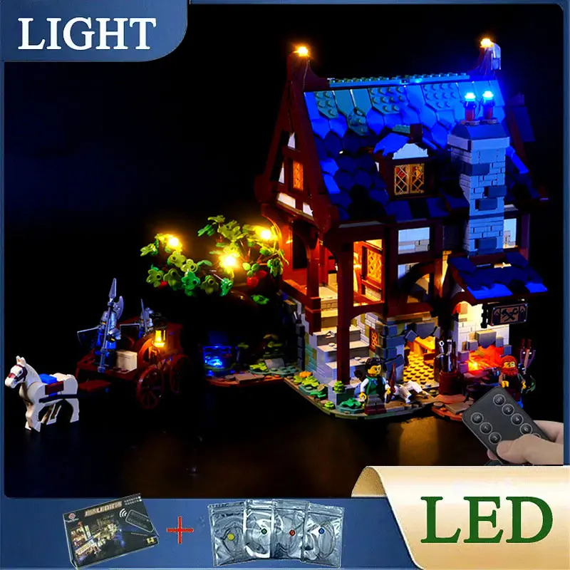 RC DIY LED-Licht-Kit für Lego 21325 mittelalter liche Schmiede Baustein-Set (nur LED-Licht, ohne Blöcke Modell)