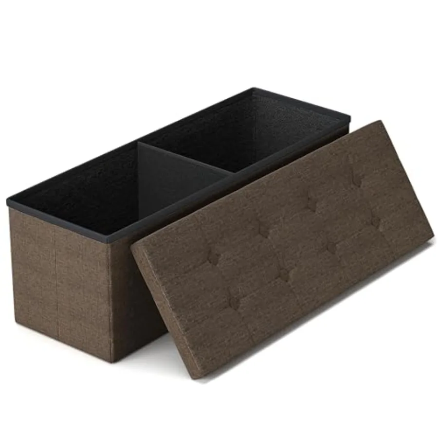 

43 Inch Folding Storage Ottoman Bench Storage Chest Footrest for Entryway Living Room Holds up to 660 lb