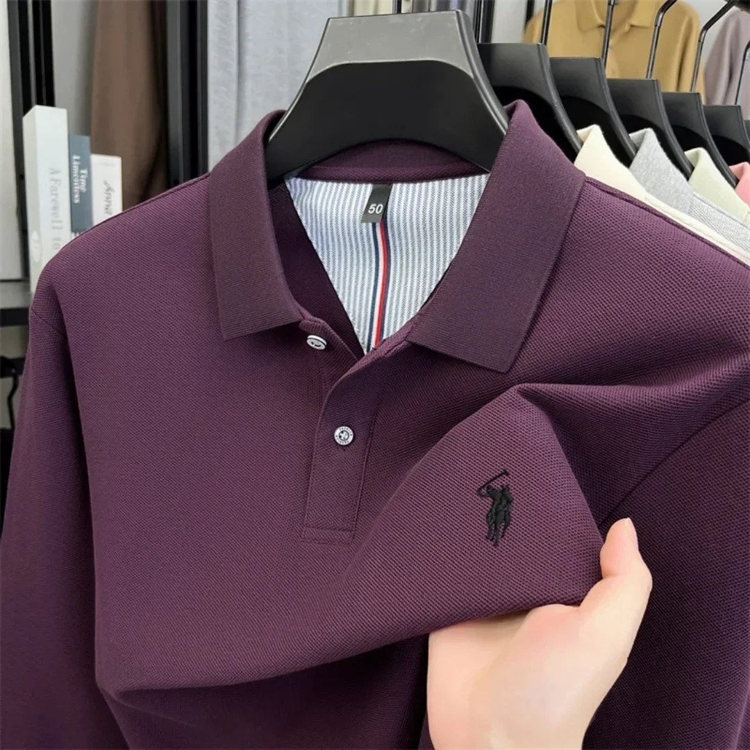100 % reine Baumwolle, hochwertige Marke, Herren-Polohemd mit langen Ärmeln, Herbst-/Winterkollektion, modisches, luxuriöses Golfoberteil mit Stickerei, lässiges T-Shirt. – Detail 18