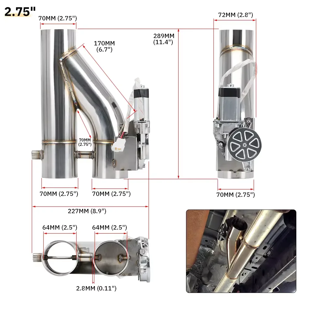 Universal Double Valve Electric Exhaust Cut out Kit with Wireless Remote Control - Exhaust Pipe Muffler for Car Customization