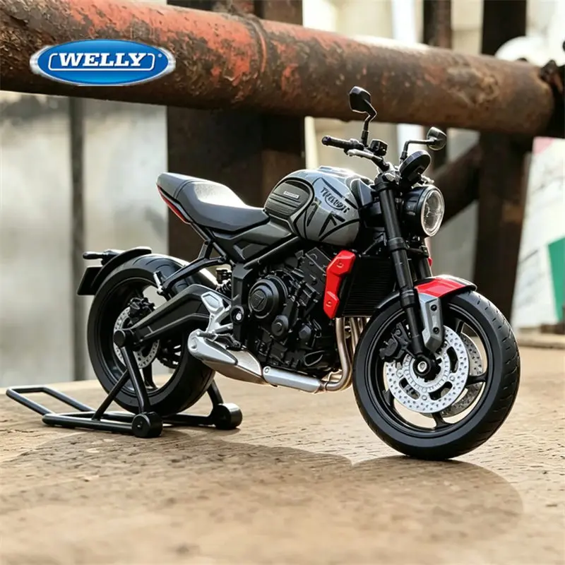 WELLY 1:12 Triumph Trident 660 Alloy Track Racing Motorcycle Model Diecast Metal Street Sports Motorcycle Model Simulation Gifts