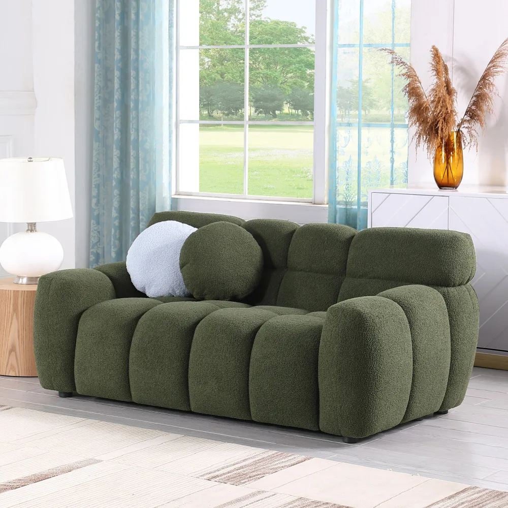 Marshmallow Sofa Human Body Structure for USA People, 2 Seater Medium-Soft Boucle Sofa for Living Room Bedroom, Apartment