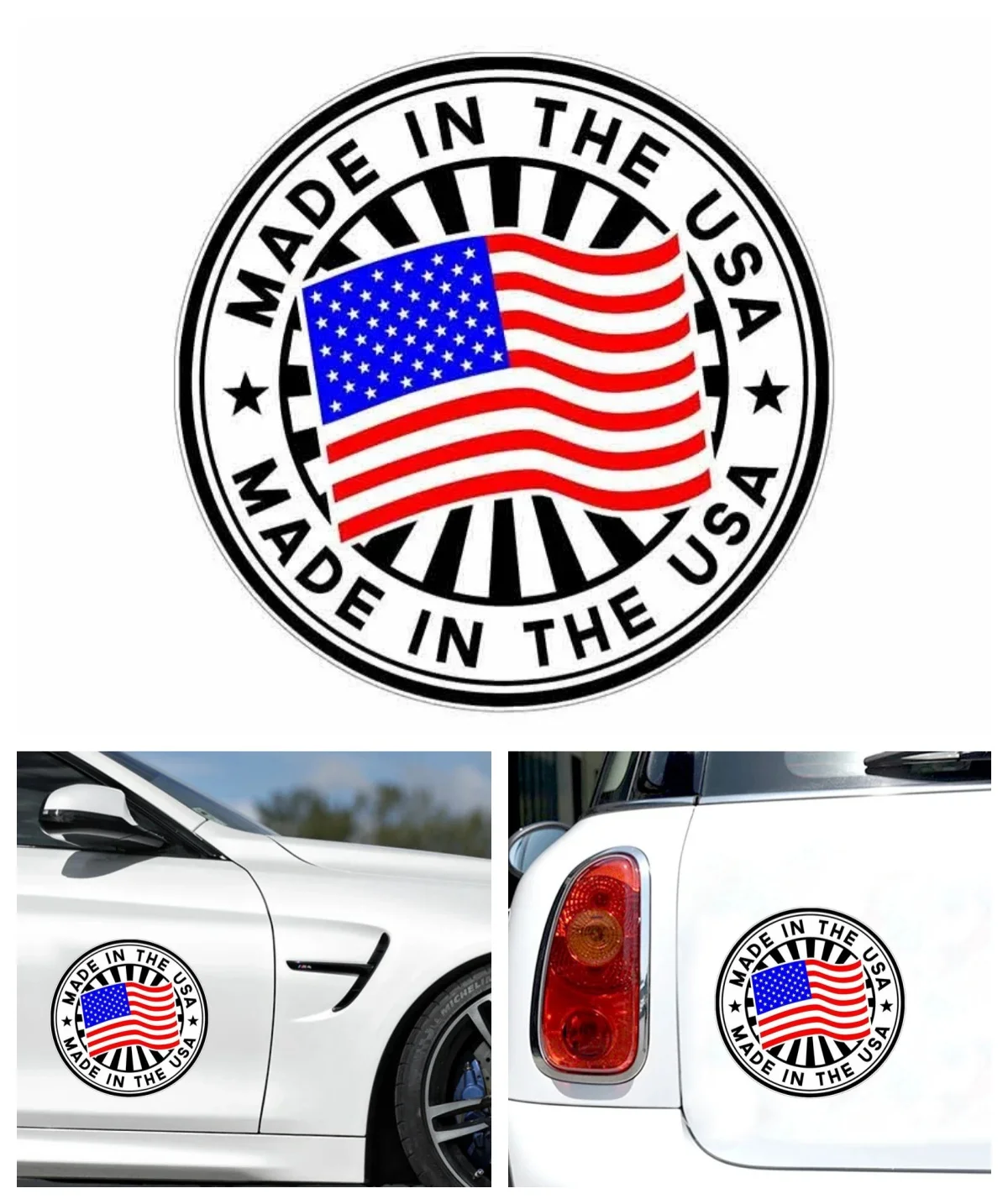 

Cartoon Made In The USA Flag Car Sticker Laptop Bumper Wall Truck Moto Van Helmet Racing Camper Vinyl Decal PVC Wholesale