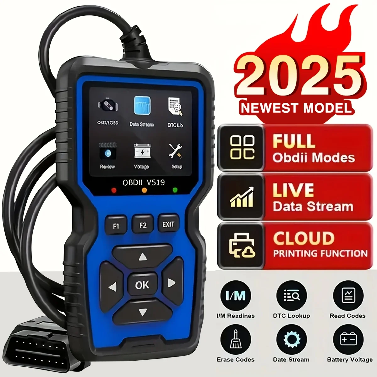 

Professional OBD2 Scanner: Live Data, Code Reader, And Self-Diagnosis Tool For Mechanics, Without Battery