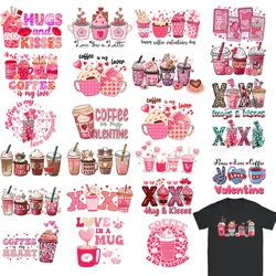 DIY Design Valentine's Day Iron On Heat Transfer Love Patch T Shirts Drink Snacks Coffee DTF Transfer Sticker Kisses Clothing