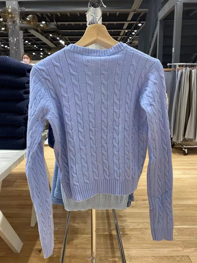 Vintage Knit Twist Cardigan Autumn Cotton Round Neck Casual Loose Button Sweaters Top Women Harajuku Solid Sweet Sweater Coat