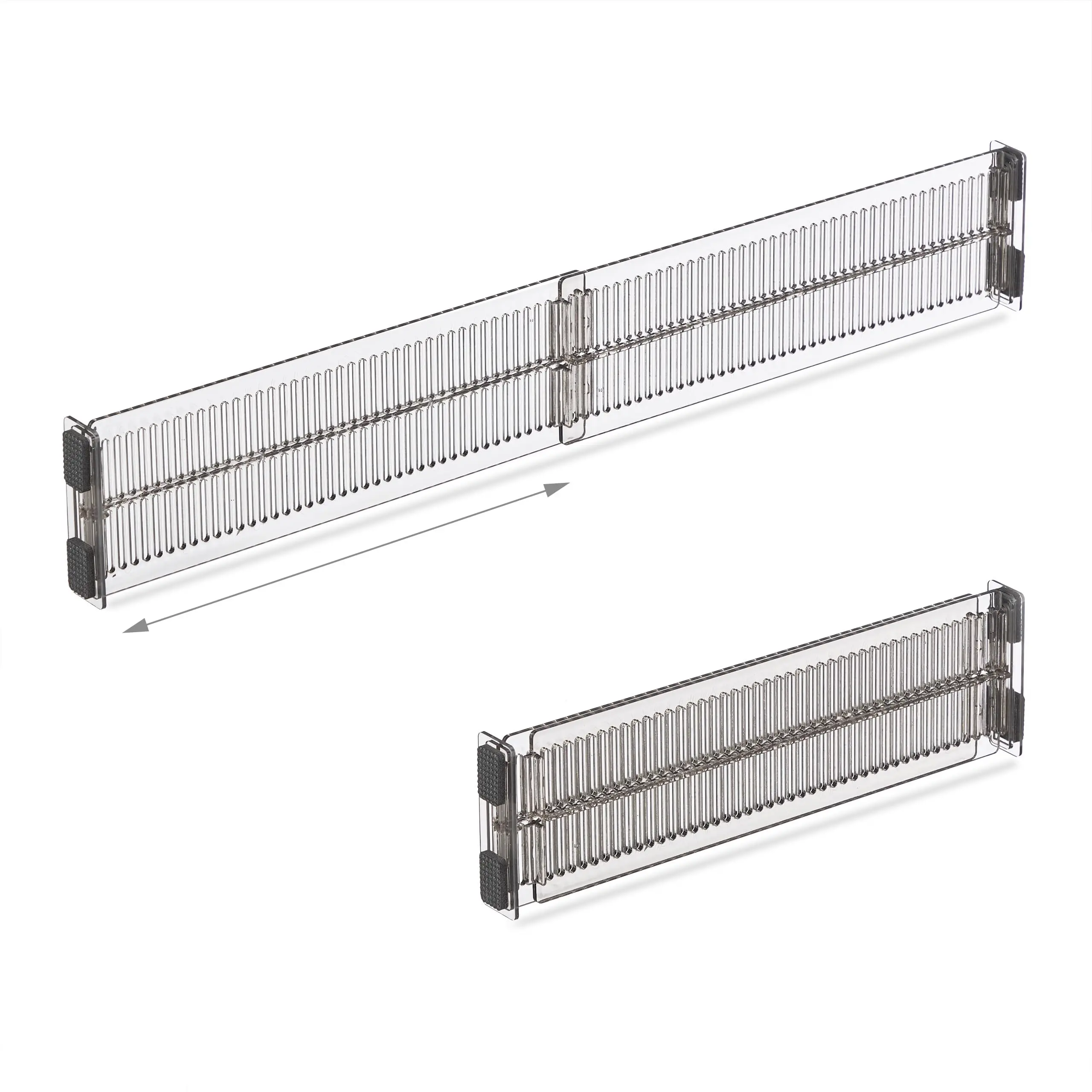 Divisorio per cassetti, lunghezza regolabile da 28 a 53,5 cm, portaoggetti da cucina, organizer, plastica, trasparente,
