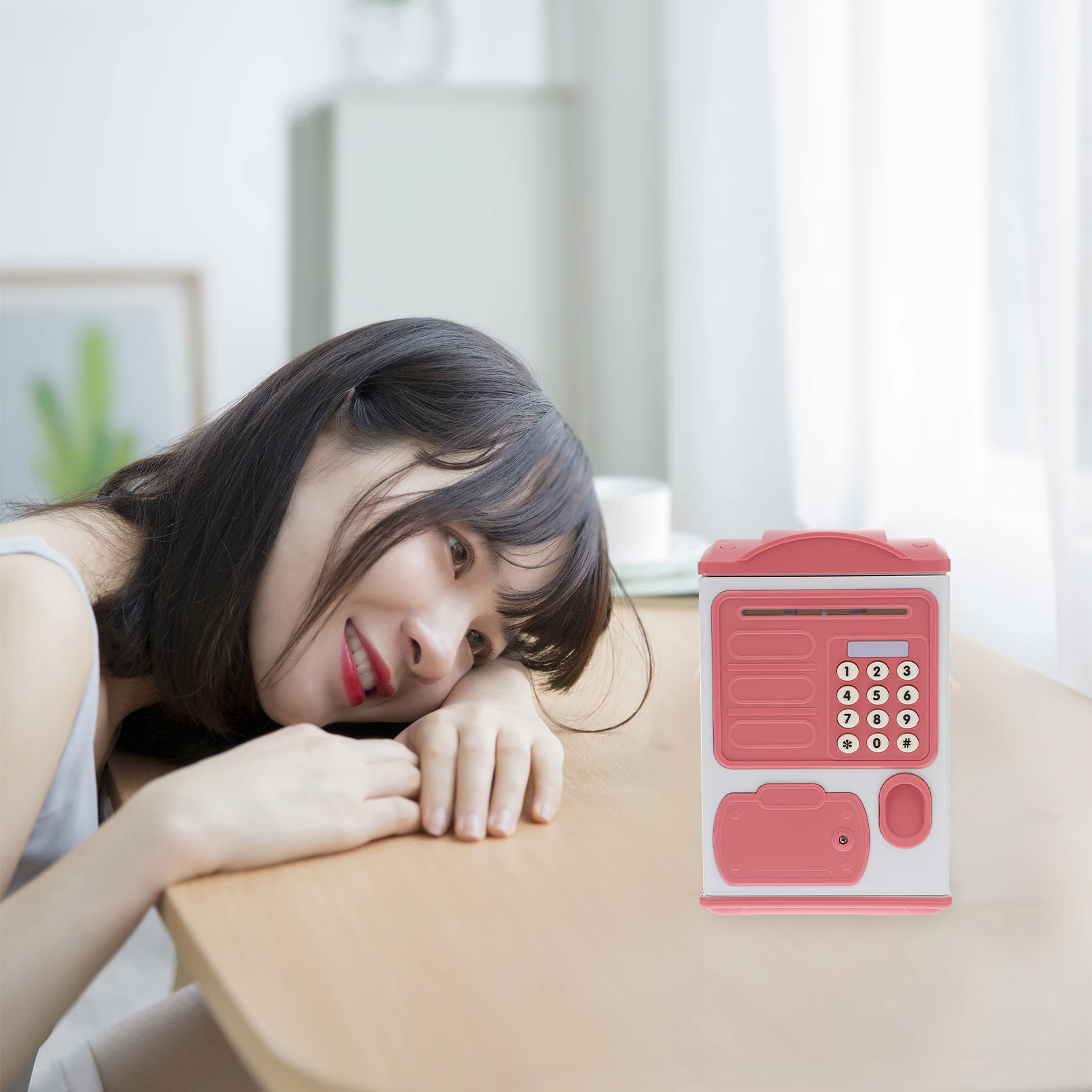 เซ็นเซอร์ลายนิ้วมือ กระปุกออมสินเด็ก ล็อครหัสผ่าน รูปลักษณ์การ์ตูน การฝากเงินอัตโนมัติ ธนาคารเงิน สำหรับเด็กหญิง เด็กชาย