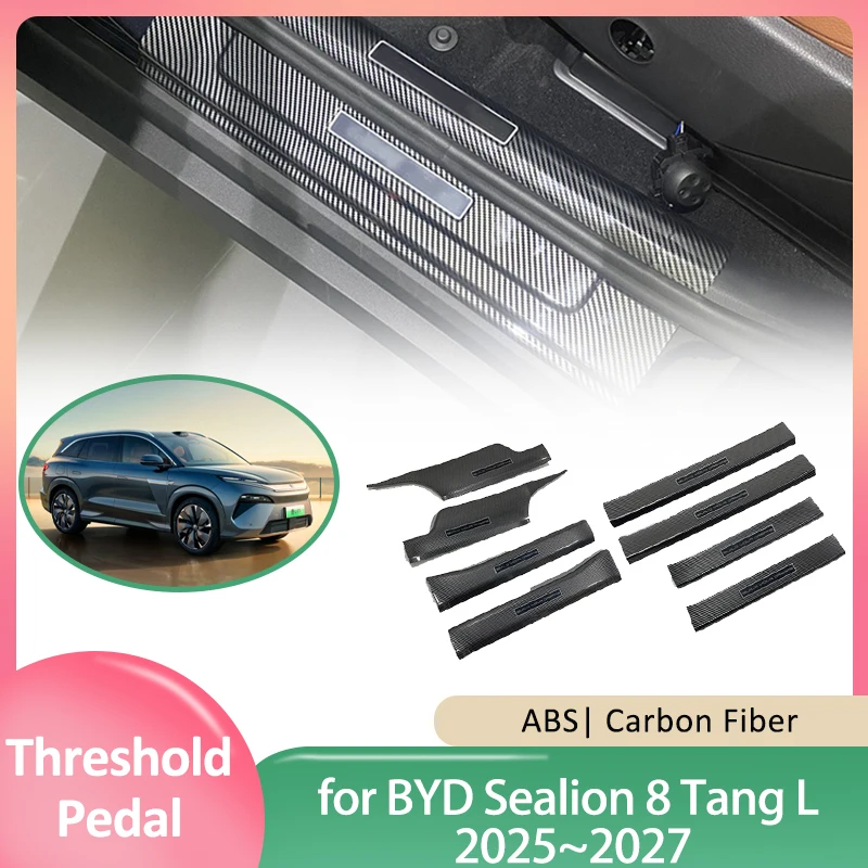 

Накладка на порог автомобиля для BYD Sealion 8 Tang L EV 2025 ~ 2027 ABS Добро пожаловать, защита порога педали, наклейка, часть аксессуаров