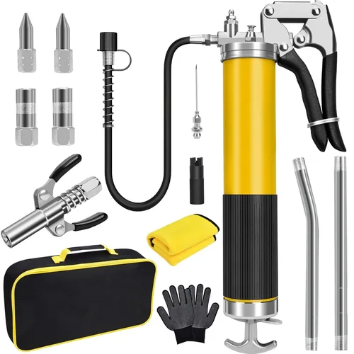 Kit de pistola de engrase de alta resistencia, herramienta profesional de pistolas de engrase de 8000 PSI para lubricante de agarre de pistola de 14 Oz con pistola de engrase Manual de ajuste Zerk