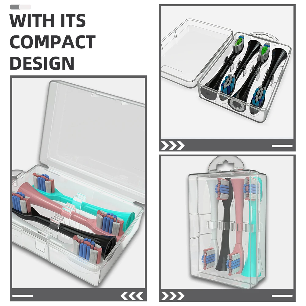 4 قطعة رؤوس فرشاة الأسنان الكهربائية Pp دائم قابلة لإعادة الاستخدام صندوق تخزين السفر المحمولة حامل رأس فرشاة صغيرة لرأس فرشاة الأسنان