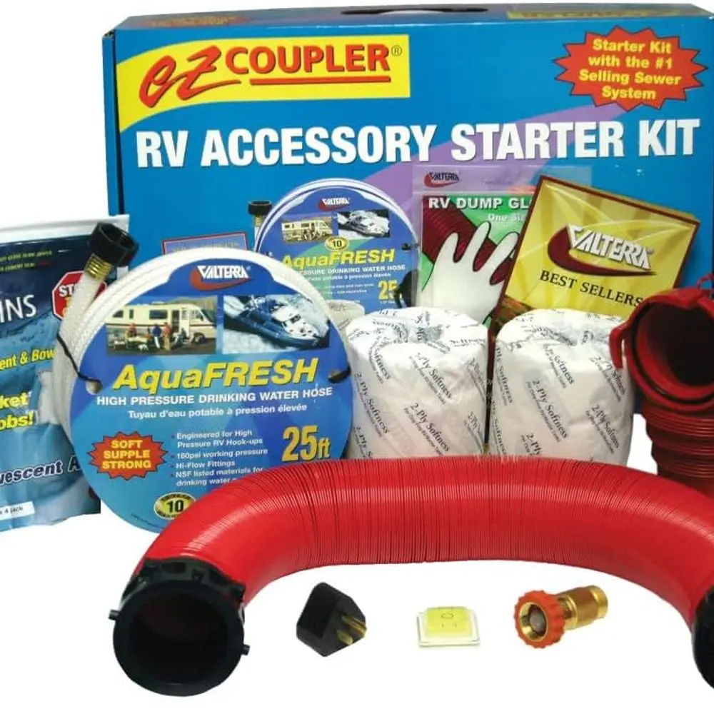 

K88205 Соединительный стартовый комплект аксессуаров для автодома, универсальный канализационный шланг, шланг для питьевой воды, адаптеры и многое другое для автофургона, 16 предметов S