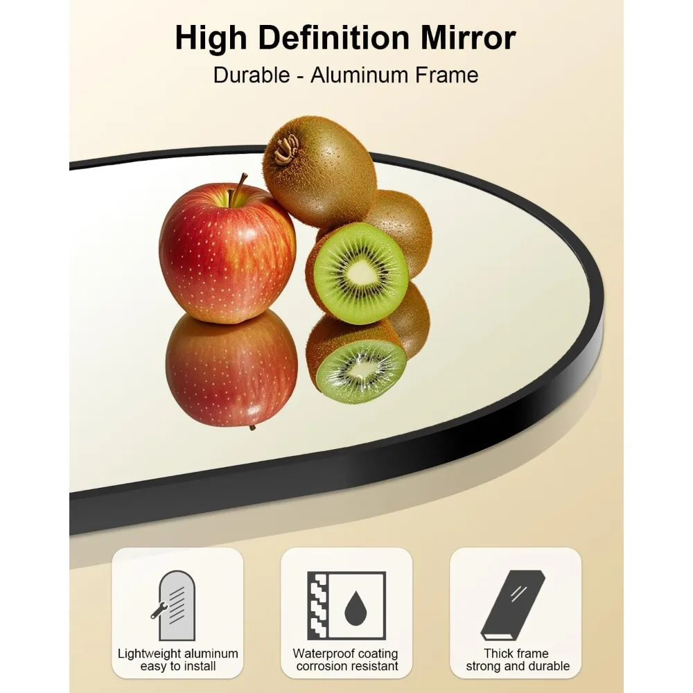 Miroir de sol arqué avec support, miroir pleine longueur 64x21, idéal pour les chambres et les salons, grand corps complet incliné ou suspendu