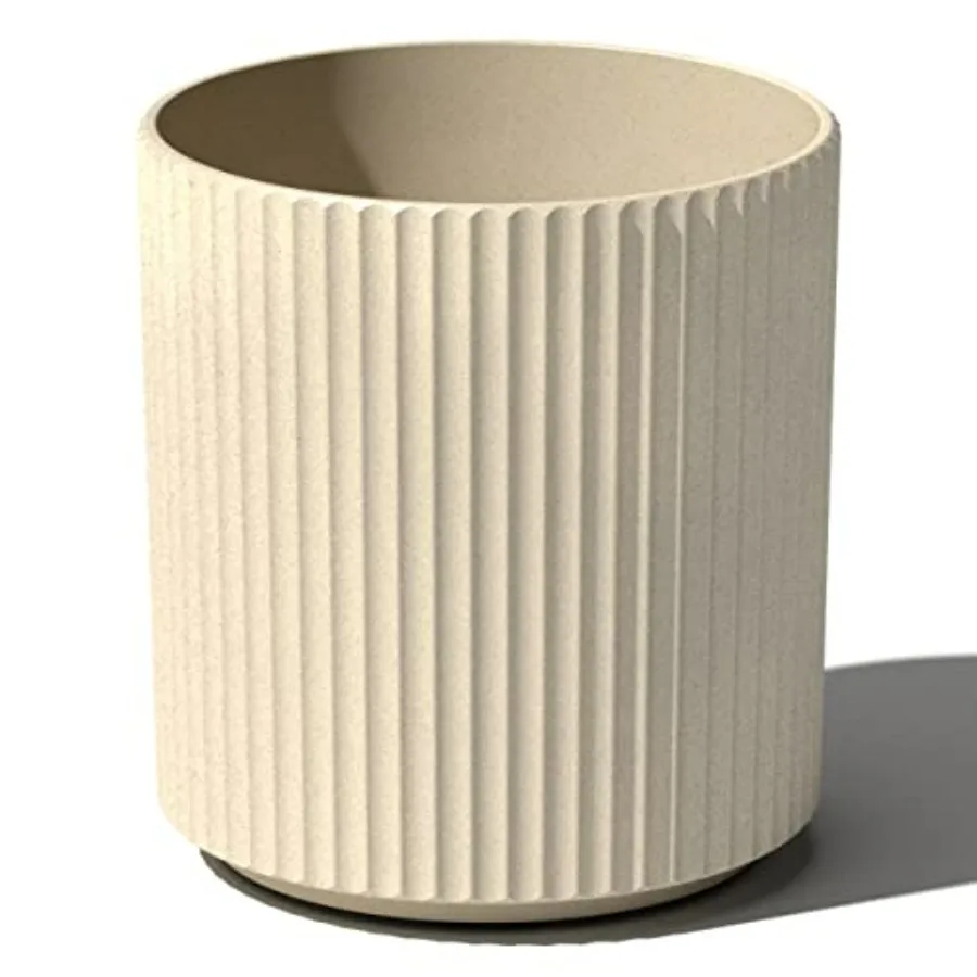 

Demi Series Round Planter for Porch, Patio, Backyard Plastic-Concrete Material Gray Weather-Resistant Lightweight for Tall Plan