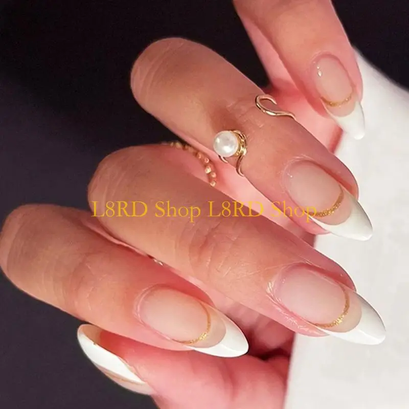 L8RD 24 Pcs Press On Nails Set Almond Acrylic False Nails Manicure for Women