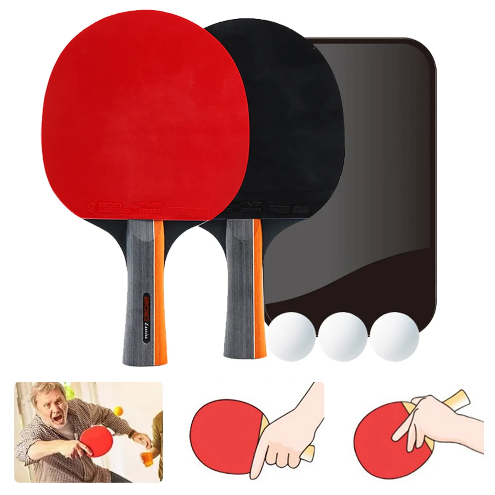 

Ping Pong Paddles Ping Pong Racket 2 Rackets & 3 Balls 2 Player Ping Pong Set Professional Non Slip for Beginners Training Game