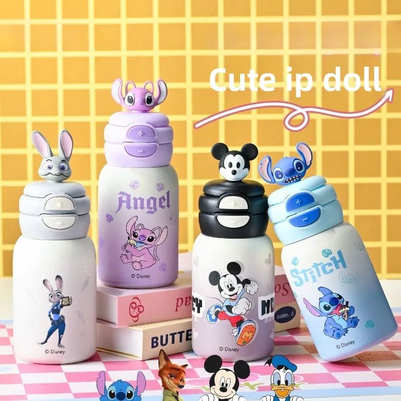 

Cartoon character Mickey Mouse Children's thermos Donald Duck Cute Cute Pet Double Drinking Straw Water Cup Holiday Gift