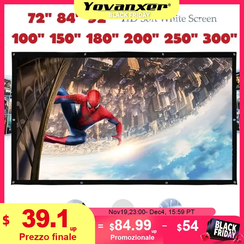 

Простой портативный проектор Pantalla, контрастная Передняя проекция с проушинами, матовый белый, поддержка HD/4K