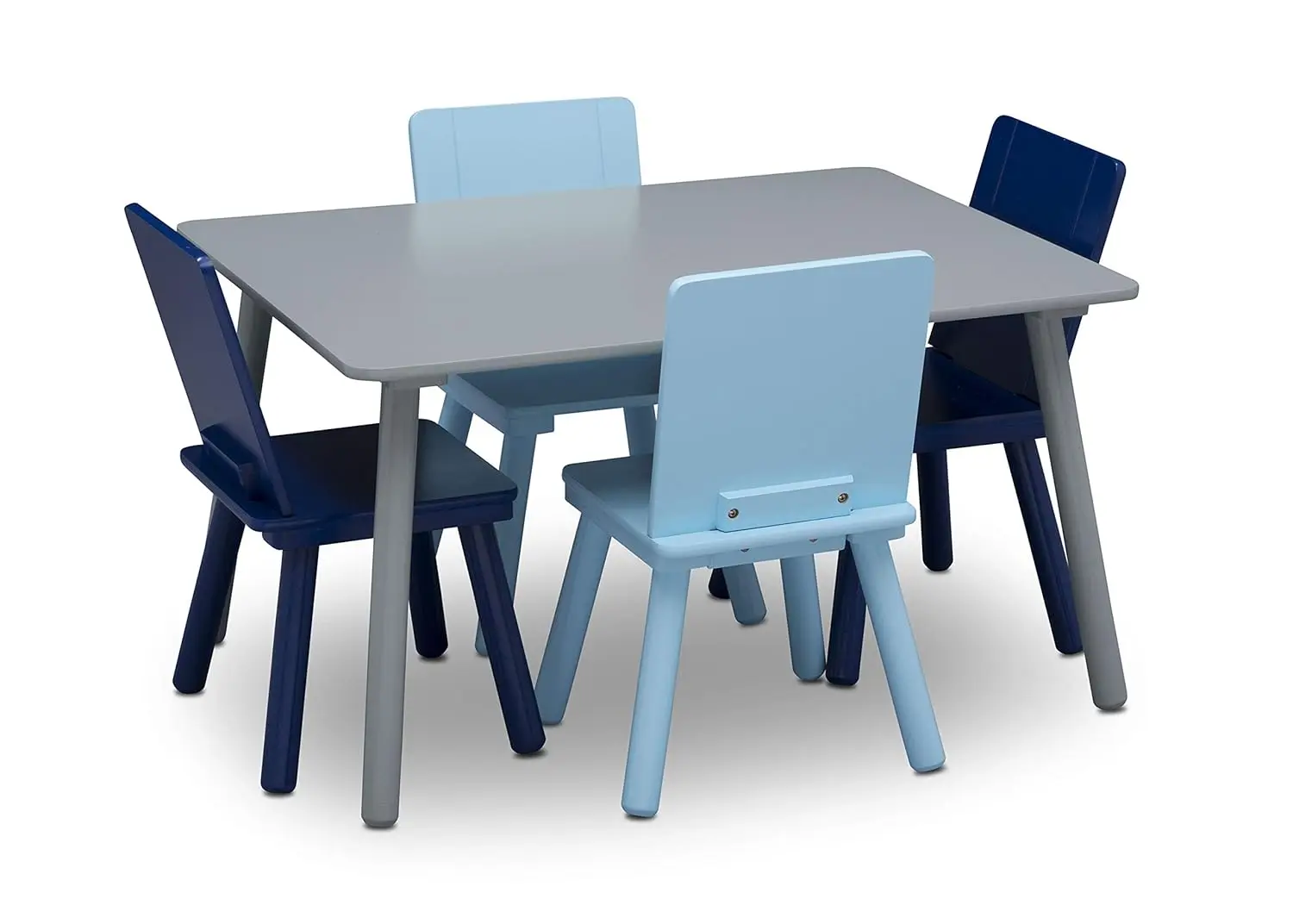 

Children Kids Table and Chair Set (4 Chairs Included), Grey/Blue