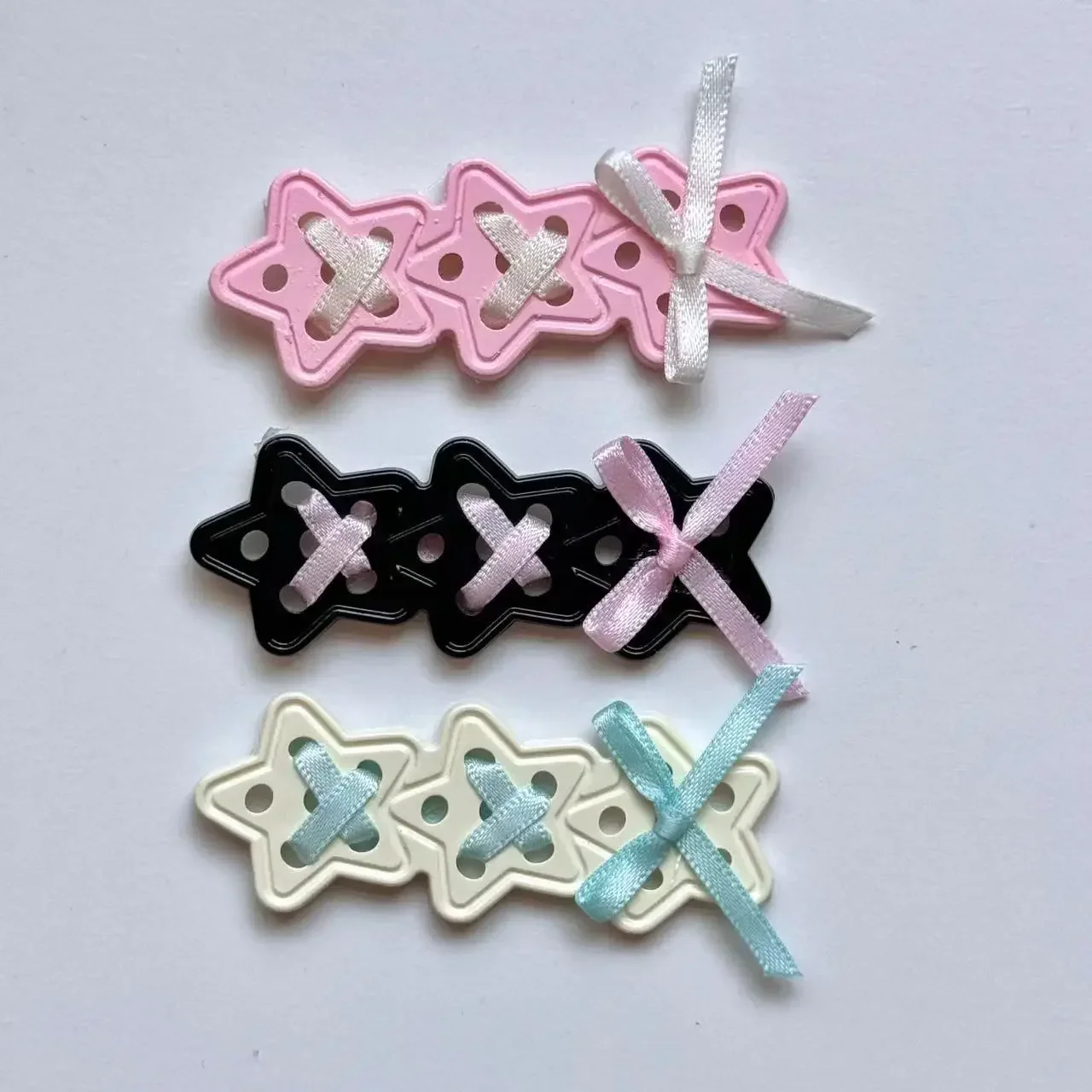 2Pcs Japanese Gothic Girl Ribbon Heart Star Patch Y2k Subculture Women Clothes DIY Deco Shoe Hat Bag Hairpin Sewing Accessories