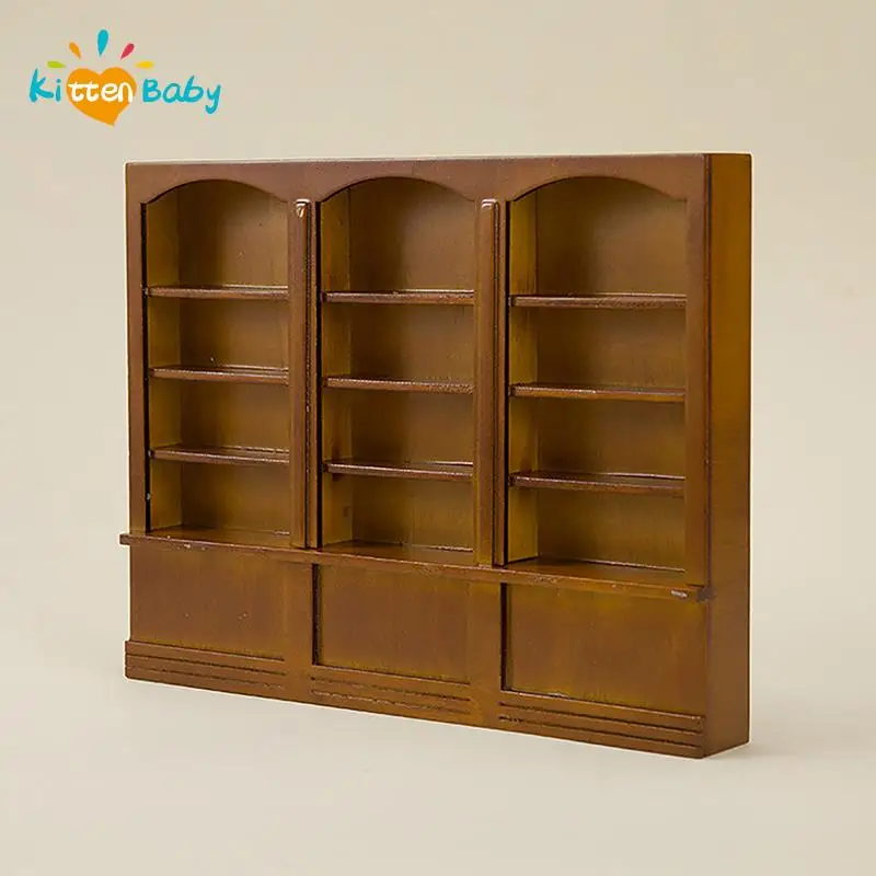 1/12 Doll House Model Furniture Accessories Black Walnut Coffee Cabinet Sideboard Miniatures Display Cabinet Showcase DIY Scene